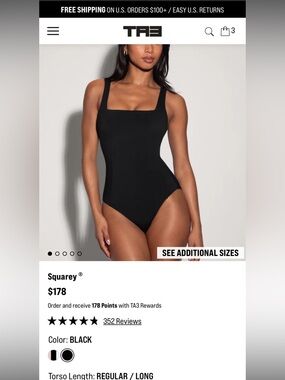 TA3 Squarey Black One-piece swimsuit